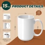 Joyclub 15 oz Sublimation Ceramic Mugs – 12 Pack White Blank Coffee Cups for Heat Press, Custom Printing and DIY Gifts (Bundle of 10) - Image 3