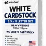 110 lb White Heavyweight Cardstock Paper – 8.5 x 11 Inches, 199 GSM, 100 Sheets (bundle of 10)