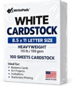 110 lb White Heavyweight Cardstock Paper – 8.5 x 11 Inches, 199 GSM, 100 Sheets (bundle of 10)