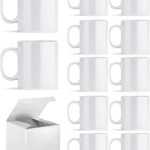 Set of 12 Blank Sublimation Coffee Mugs – 11 oz White Ceramic Mugs with Individual Gift Boxes
